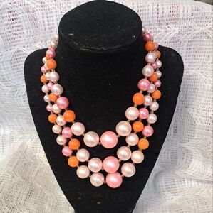 Beautiful Champaign, Pink, and Light Orange Beaded Neckless